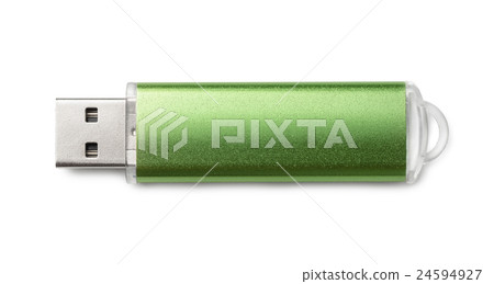 Top view of green USB flash drive 24594927