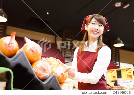 Super supermarket clerk staff female part-time job young lady 24596008