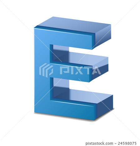 3d blue letter E 3d blue letter E 24598075