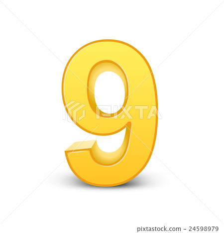3d shiny yellow number 9 - Stock Illustration [24598979] - PIXTA