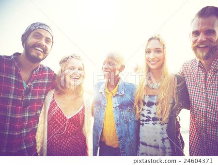 Friendship Bonding Relaxation Summer Beach Happiness Concept 24604371