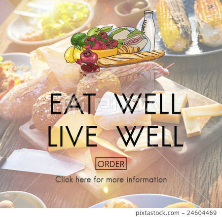 Stock Photo: Eat Well Live Well Nutrition Organic Healthy Concept