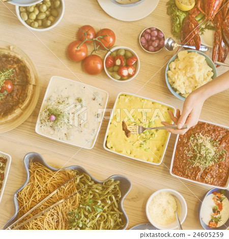 Friends Party Buffet Enjoying Food Concept 24605259
