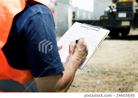 Architect Outdoors Working Construction Site Concept Architect Outdoors Working Construction Site Concept 24605698