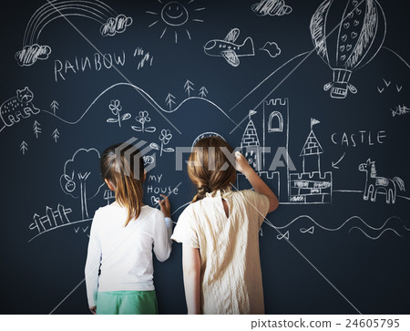Blackboard Drawing Creative Imagination Idea Concept 24605795