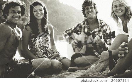 Friendship Guitar Fun Summer Enjoyment Concept Friendship Guitar Fun Summer Enjoyment Concept 24607324