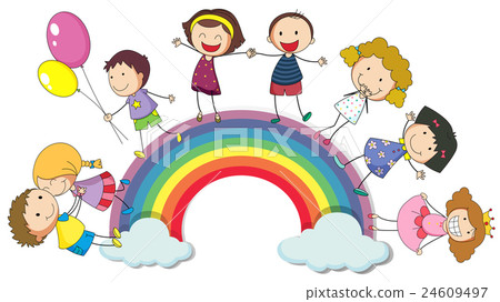 Children standing on the rainbow - Stock Illustration [24609497] - PIXTA