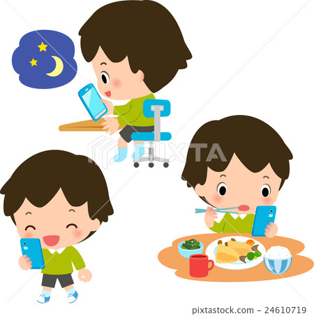 A boy who will not let go of smartphone all day 24610719