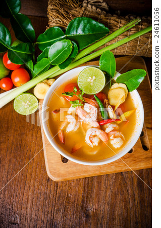 Tom yam kong or Tom yum soup. Thai food. 24611056