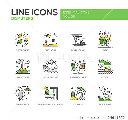 Disasters - line design icons set 24611852