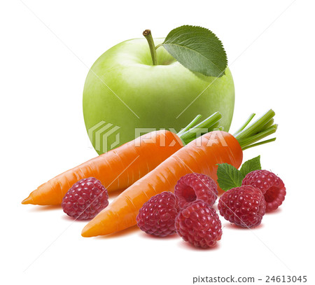 Green apple raspberry carrot 2 isolated on white 24613045