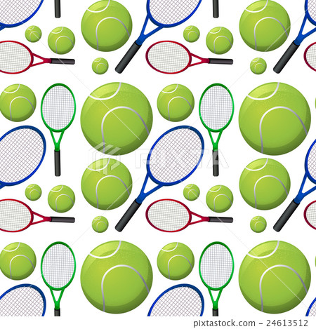 Seamless background with tennis rackets and balls 24613512