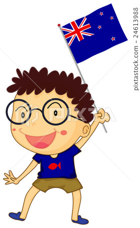 Boy and New Zealand flag 24613988
