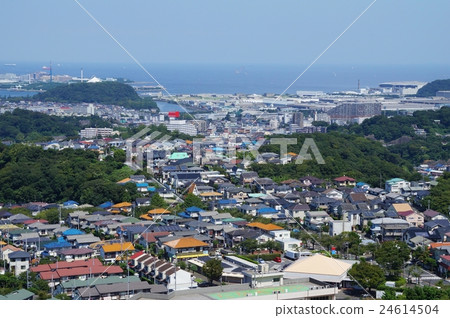 The streets of Yokosuka city of Oppama viewed from Takatoriyama Observatory 24614504