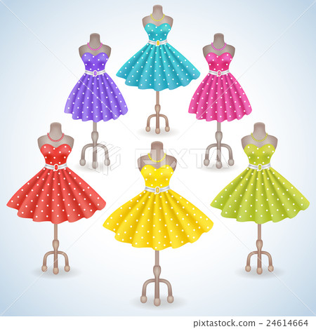 Collection fashionable dress with polka dots  24614664