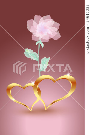Gold, jewelry hearts with rose 24615382