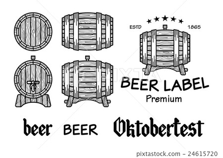 Set of vintage wooden barrels in different Set of vintage wooden barrels in different 24615720