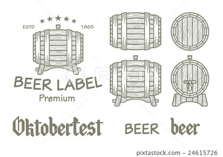 Set of vintage wooden barrels in different Set of vintage wooden barrels in different 24615726