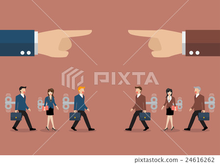 Mechanical business men was controlled by big hand 24616262