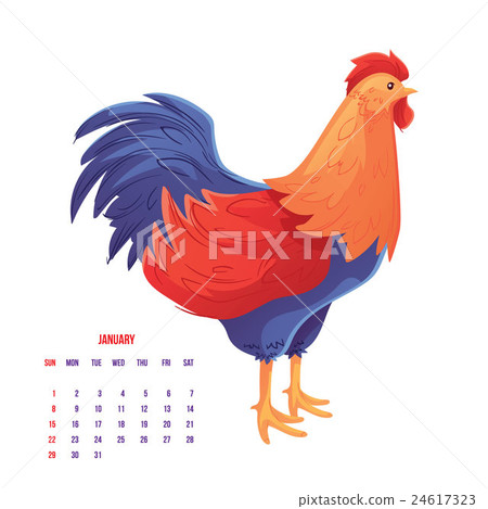 Colorful 2017 New Year greeting card with rooster Colorful 2017 New Year greeting card with rooster 24617323