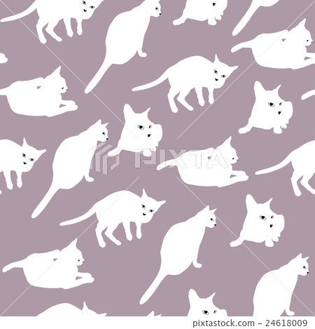 White cats seamless pattern. 24618009