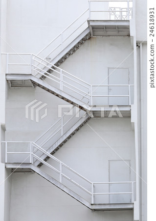 White stairs of a building for emergencies. White stairs of a building for emergencies. 24618931