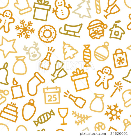 Christmas icon set seamless pattern - Stock Illustration [24620091] - PIXTA
