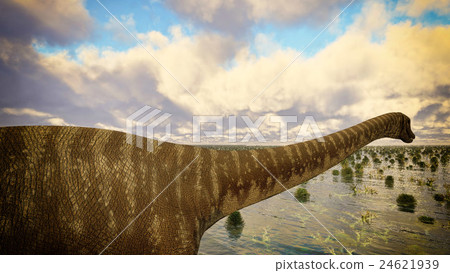 Prehistoric landscape with big diplodoc 3d Prehistoric landscape with big diplodoc 3d 24621939