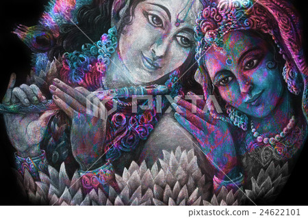 divine couple krishna and radha togerher, painting divine couple krishna and radha togerher, painting 24622101
