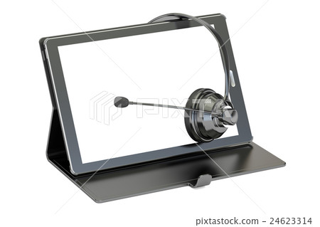 Headset and tablet, 3D rendering Headset and tablet, 3D rendering 24623314
