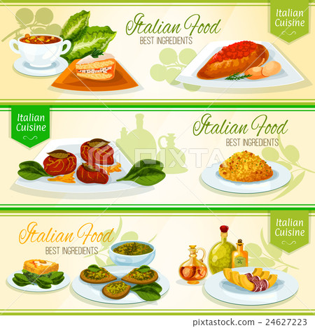 Italian food and mediterranean cuisine banners 24627223