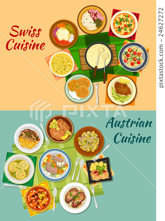 Swiss and austrian cuisine popular dishes icon Swiss and austrian cuisine popular dishes icon 24627272
