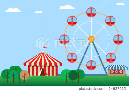 amusement park and circus tent with ferris wheel  24627915