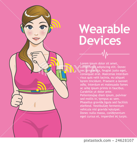 Women running and wearable devices Women running and wearable devices 24628107