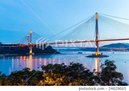 Ting Kau bridge at night 24629083