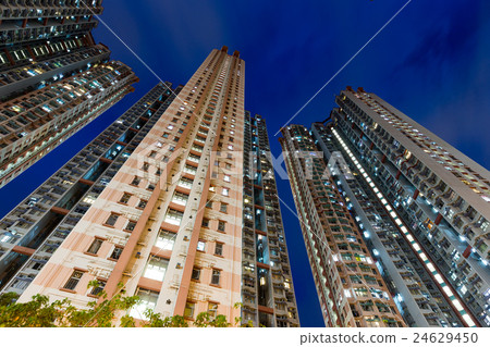 Skyscraper from low angle at night 24629450