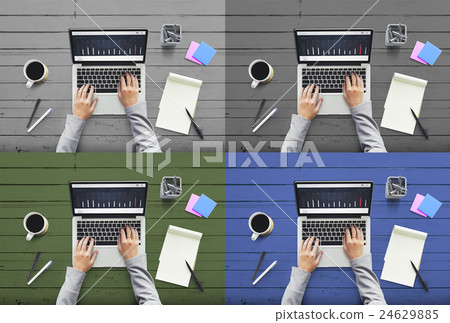 Working Workplace Workspace Work Aerial View Concept 24629885
