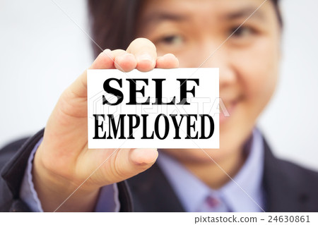 Businesswoman holding card with business message. Businesswoman holding card with business message. 24630861