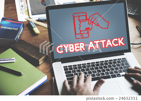 Online Security Cyber Attack Graphic Concept Online Security Cyber Attack Graphic Concept 24632331