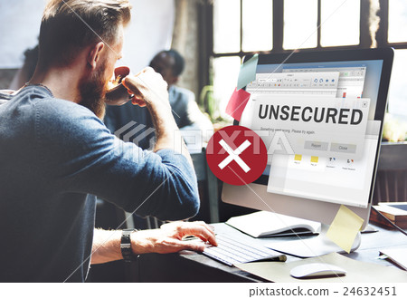 Unsecured Virus Detected Hack Unsafe Concept 24632451