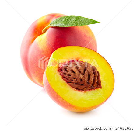 Nectarine with leaf 24632653