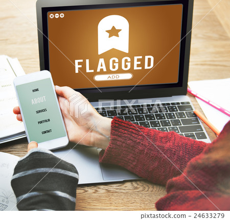 Flagged Bookmark Content Web Online Management Concept 24633279