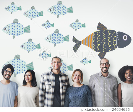 Individuality Unique Different Fish Graphic Concept Individuality Unique Different Fish Graphic Concept 24634635