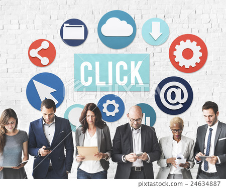 Click Network Button Communication Concept Click Network Button Communication Concept 24634887