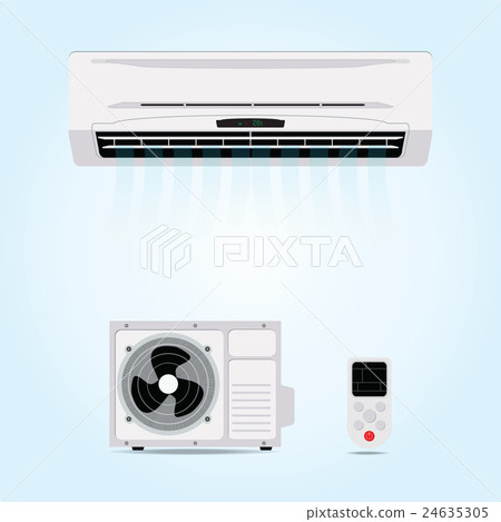 Air conditioner hanging on wall. Air conditioner hanging on wall. 24635305