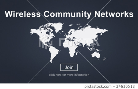 Wireless Community Network Connection... - Stock Illustration [24636518 ...