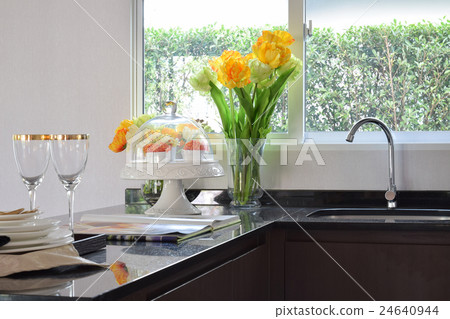 modern pantry with sink and utensil on counter top 24640944