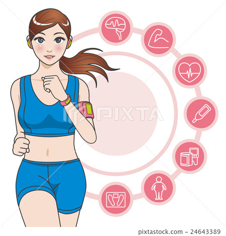 運行和生命體徵圖標的婦女 24643389