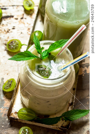 Berry smoothie with mint and gooseberry. 24643789