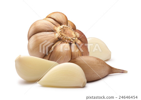 Garlic bulb and cloves, paths Garlic bulb and cloves, paths 24646454